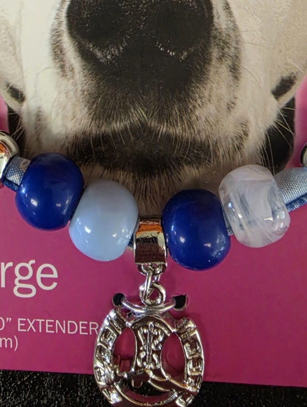 PET JEWELRY / NECKLACE Blue Beaded Pet Jewelry Necklace - Size Large - Picture 3 of 4